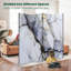Paravent pliant à 4 panneaux, séparateur de pièce, motif marbre abstrait royal noir, blanc et or, veines fluides, toile, cloison de protection autoportante, séparation d'intimité-134502919-134502918