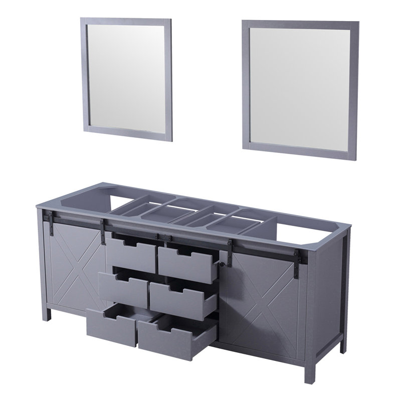 Meuble-lavabo double gris foncé 80 po X P 22 po D et 30 po Miroirs, Gris foncé