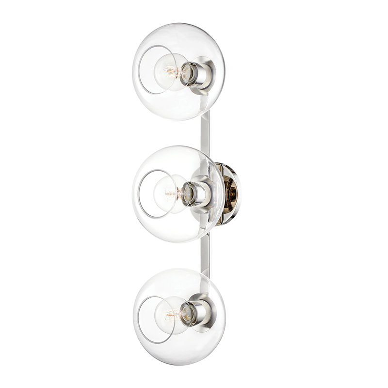 Margot 8.25" 3-Light Globe Wall Sconce, Polished Nickel