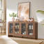 Buffet incurvé moderne, armoire de rangement pour buffet, console multimédia avec 4 portes en verre et tablettes réglables-1437070806