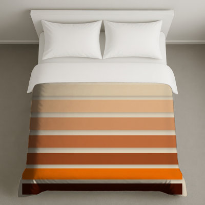 Housses de couette à rayures beige, brun et orange