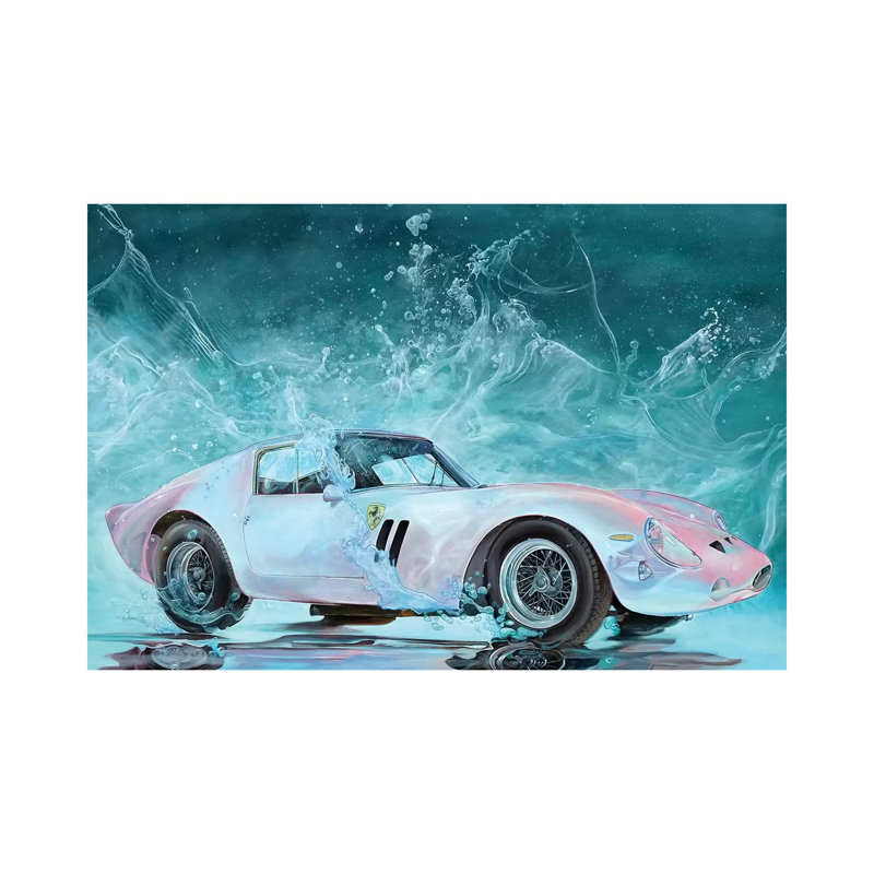 «Ferrari» par Marcello Petisci - reproduction d'art, H 8 po x l 12 po x P 0,75 po, Toile tendue