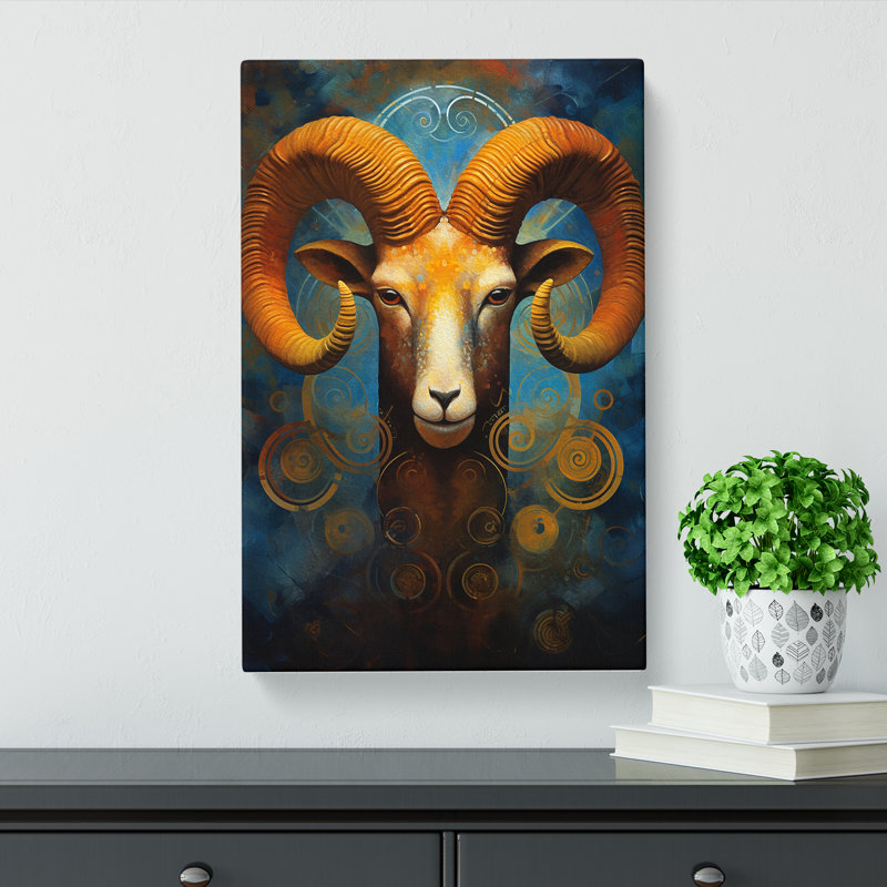 Aries Zodiac Modern No.2 - Wrapped Canvas, 60cm H x 40cm W x 3cm D