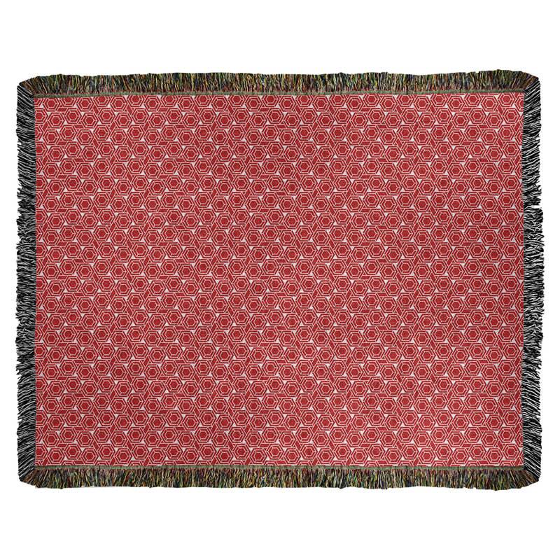 Couverture tissée hexagonale Katelyn Elizabeth, l 37 po x L 52 po, Rouge / Blanc