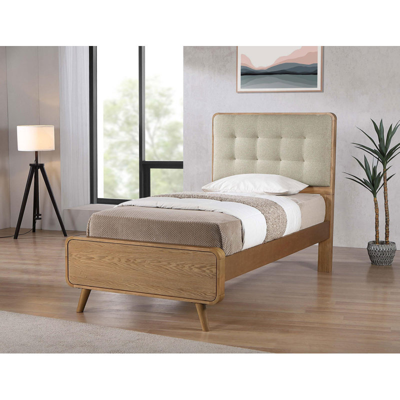 Lit plateforme en bois de frêne clair, Simple