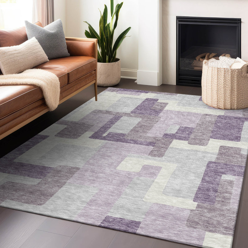 Premium Machine Washable Lisse Lavender Rug, Rectangle 2'6" x 3'10"