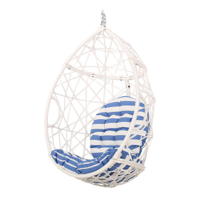 Fauteuil suspendu Tubo, forme d'œuf, tissé en rotin, blanc