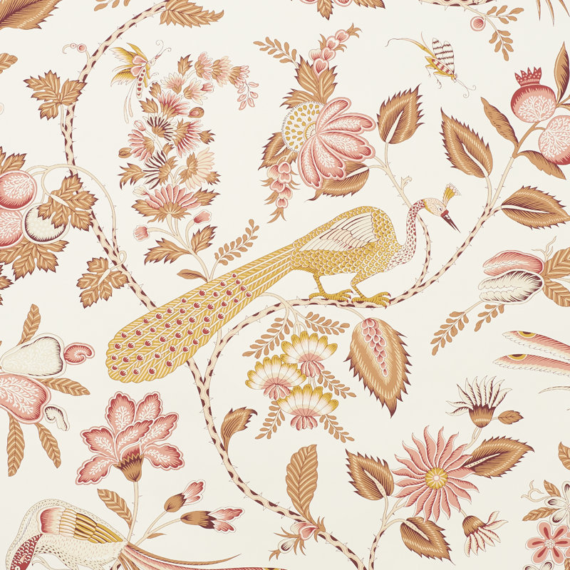Papier peint campagne, Rose / ocre