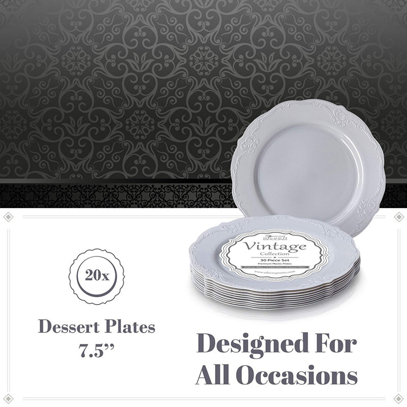 Assiette à dessert 10 personnes, Gris