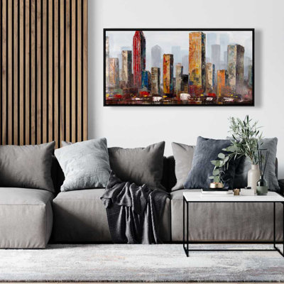 Rust Looking City - Framed Canvas for Living Room Decor