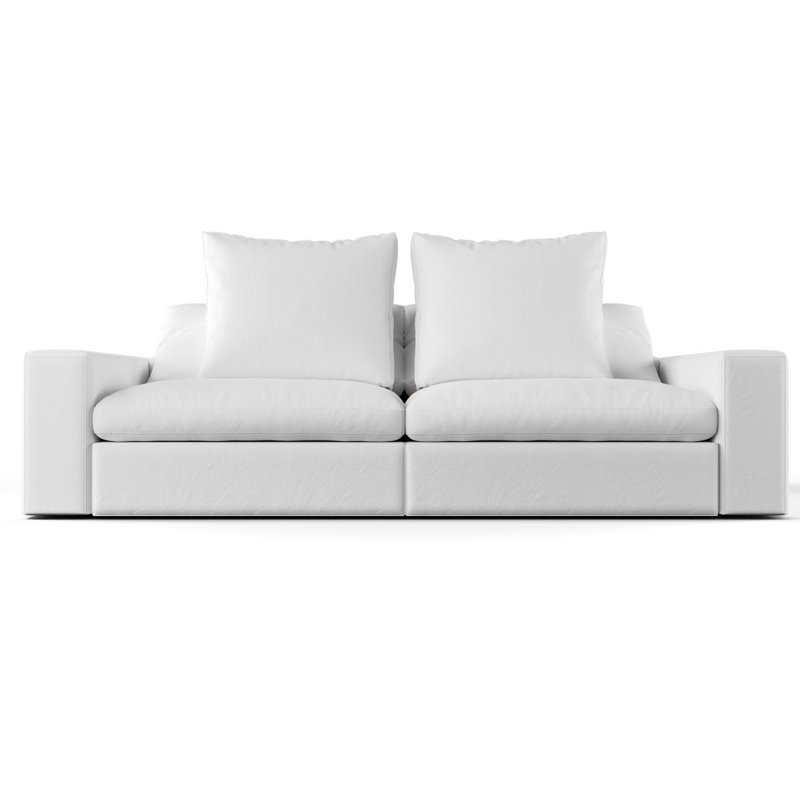 Canapé d'angle modulaire Cloud Puff Performance, Mélange de lin blanc