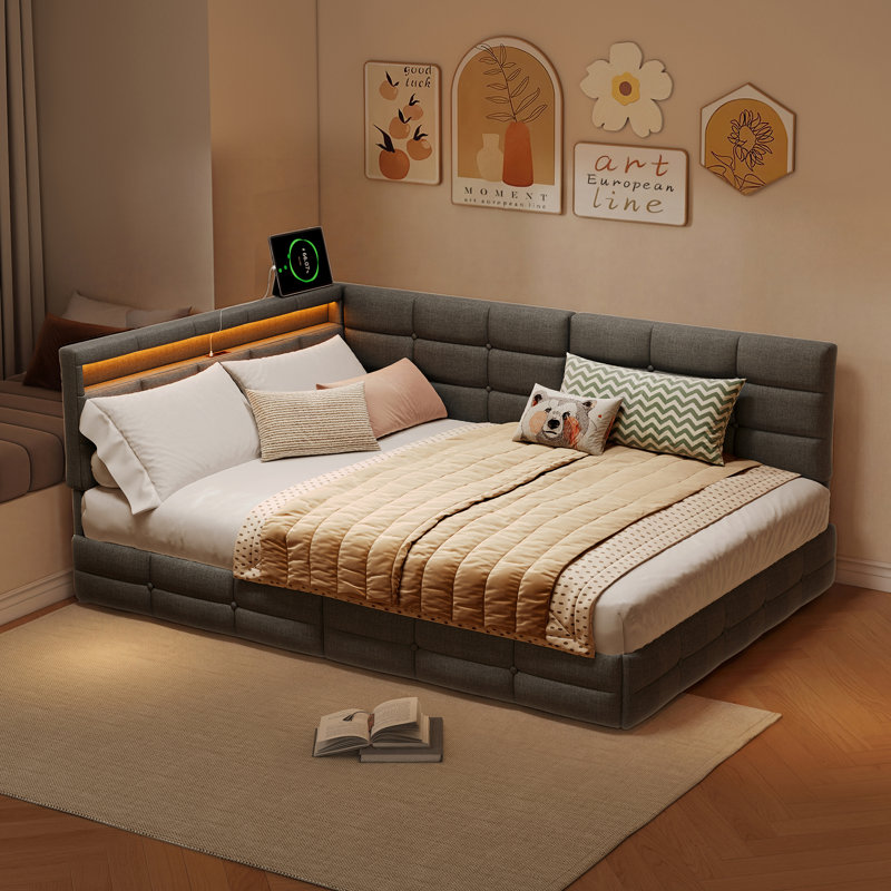 Chippenham Daybed With 2 Drawers Without Matress, European Double (140 x 200 cm), Grey