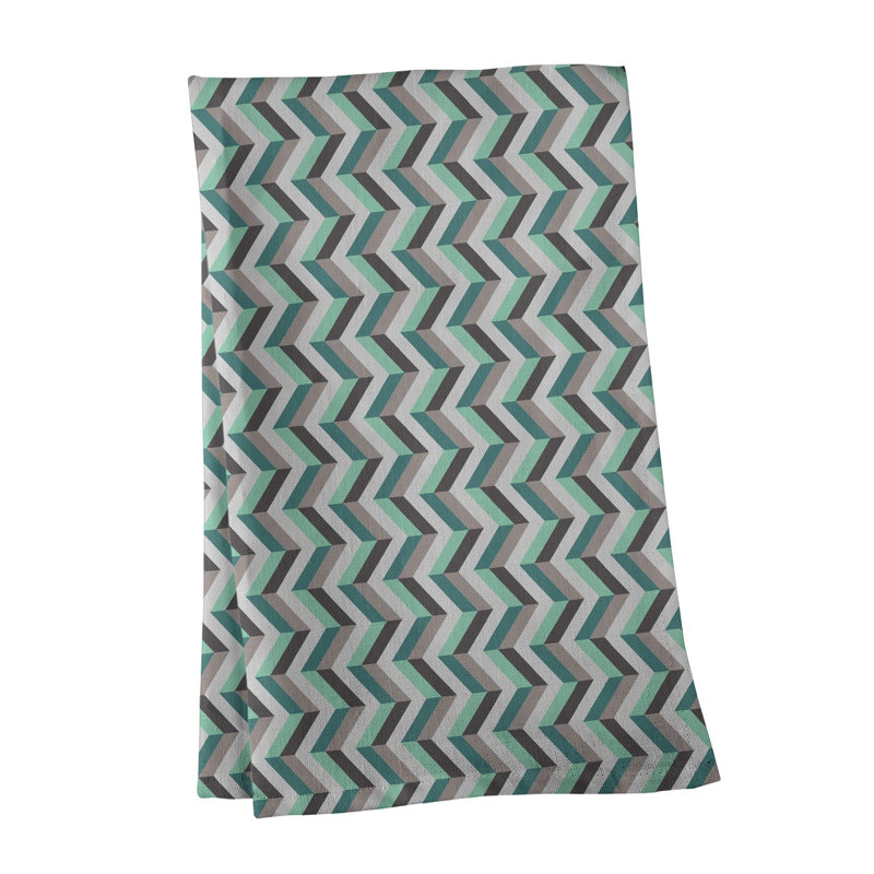 Serviette à thé chevron Mcguigan, Sergé de coton, Gris / blanc