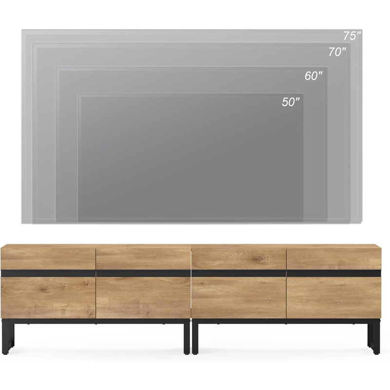 Ensemble 3 pièces de meuble télé et table de bout 3 pièces, ensemble de table de salon, meuble télé 70 pouces et 2 tables de bout avec tiroirs pour le salon, le centre de divertissement et la console
