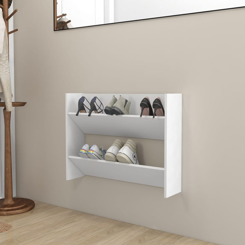 6 Pair Shoe Rack, 60 cm H x 80 cm W x 18 cm D, White