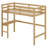 High Wood Loft Bed, With Safety Guardrail, Built-In Desk, Ladder-1386632883
