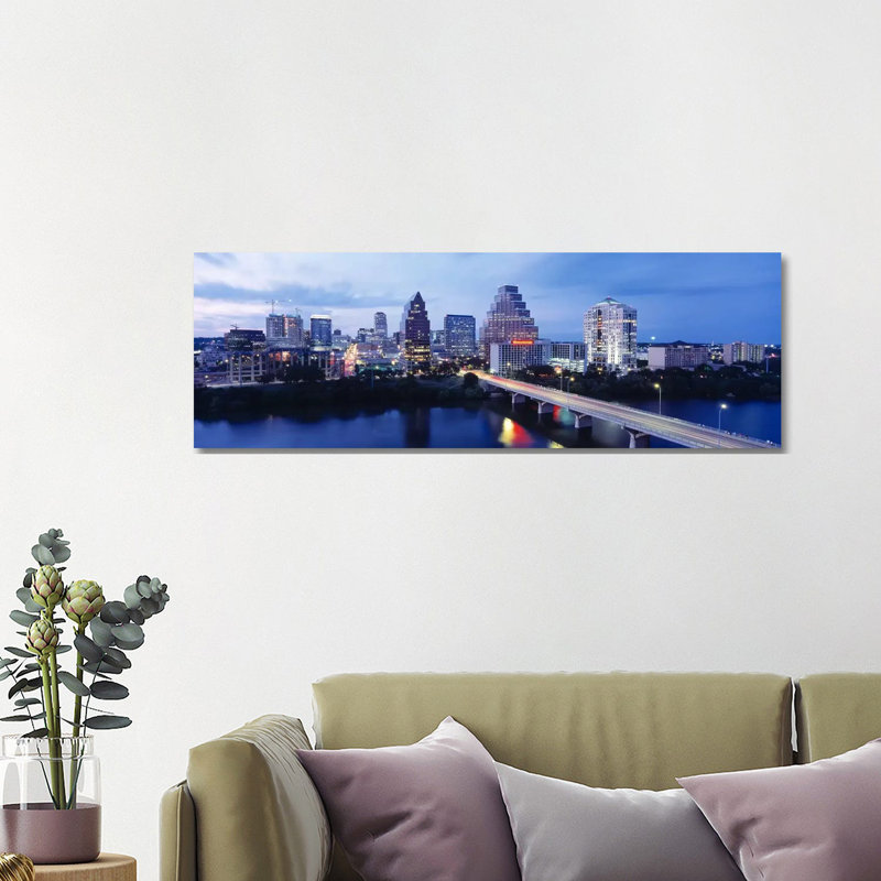 Night, Austin, Texas, USA 1 Piece Wrapped Canvas Panoramic Wall Art, 121.92 cm H x 40.64 cm W x 3.175 cm D