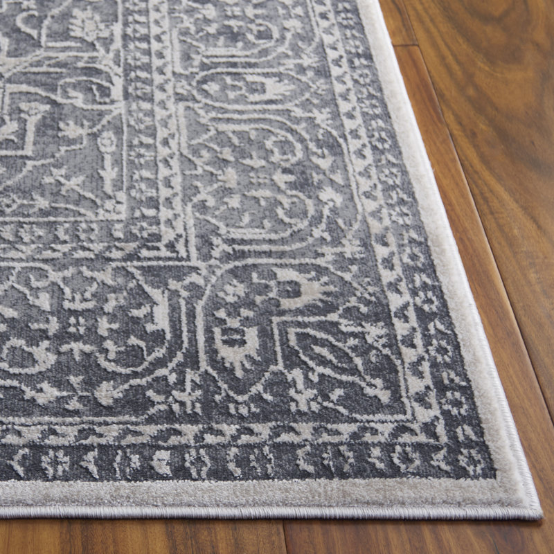 Tapis gris foncé / crème Calidia, Tapis de couloir 2 pi 3 po x 8 pi