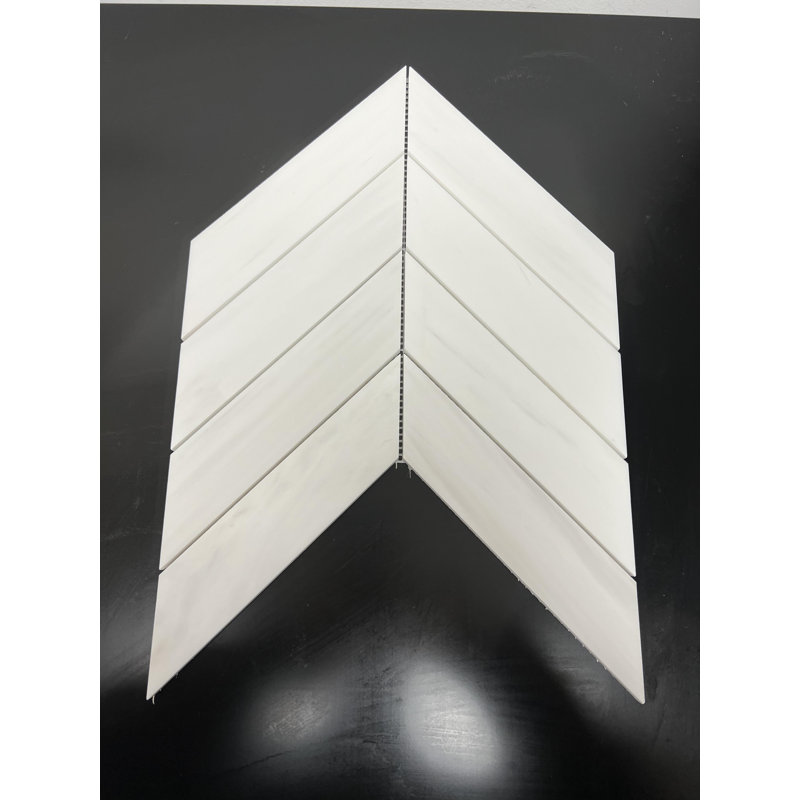 Bianco Dolomite 2" x 8" Marble Chevron Mosaic Wall & Floor Tile