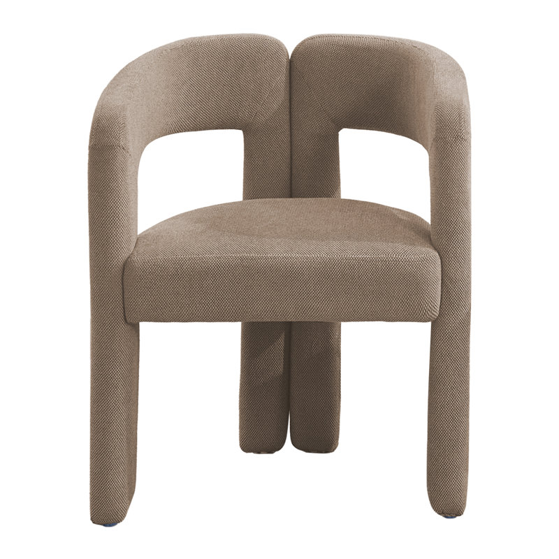 Chaise avec accoudoirs rembourrée Modern, Marron clair