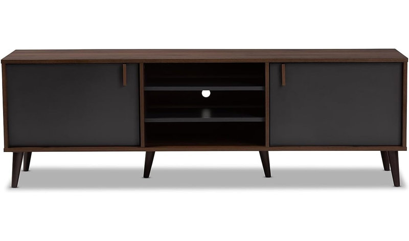  Meuble télé Mid-Century moderne en bois foncé