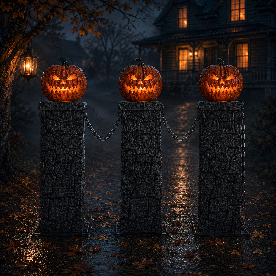 B&Q - 1.2M X 97Cm Battery Powered Light Up Halloween Pumpkin Fence With Leds - Image 9