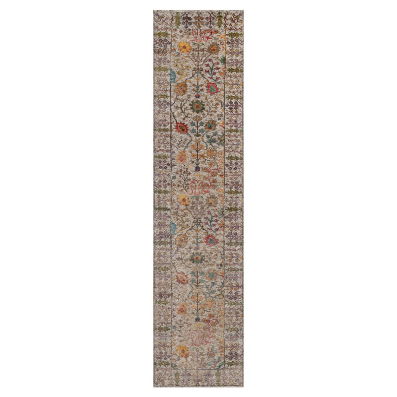 Tapis de couloir oriental blanc perle 2 pi 9 po x 11 pi 10 po en soie avec laine texturée noué à la main