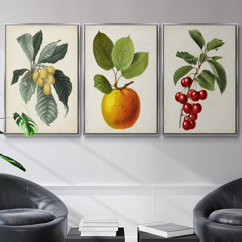 Garden Gems I, ensemble de 3 pièces encadrées sur toile, H 27 po x l 54 po, Argent