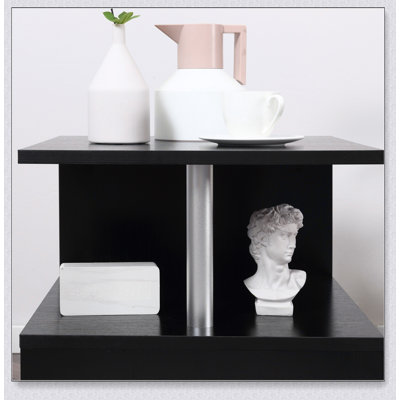 20 Inch Modern S-Shaped End Table With Storage Shelf And Steel Support Poles For Elegant Display
