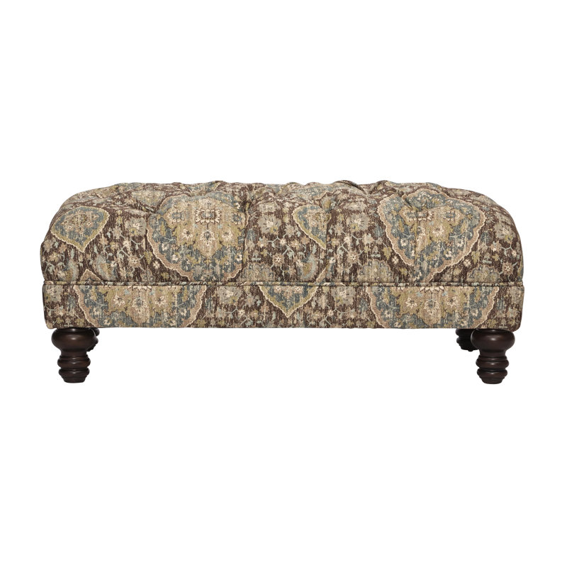 Emmeline Upholstered Ottoman, Brown Polyester Blend
