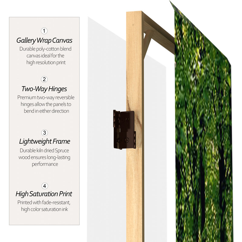 70.88" x 63" Double Sided Path of Life 4 Panel Room Divider, 71" H x 96" W x 1 "D