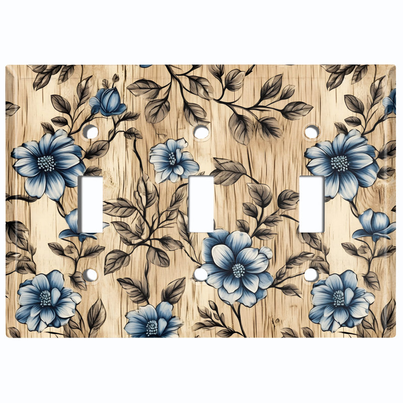 Plaque murale d'interrupteur à bascule 3 branches Blue Flower