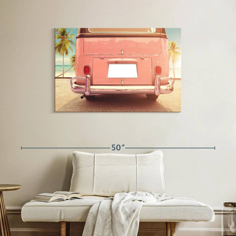 Mehar Beachside Pink Van, 26" H x 39" W