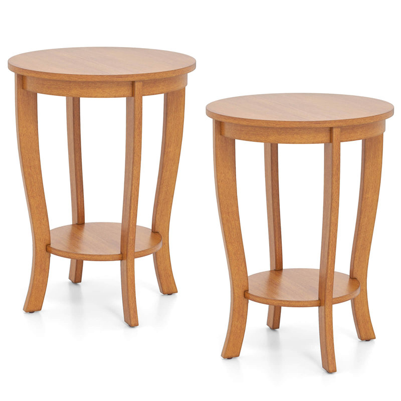 Table de bout 2 pièces 2 pièces Table de bout ronde 18 po avec tablette de rangement noyer, 2