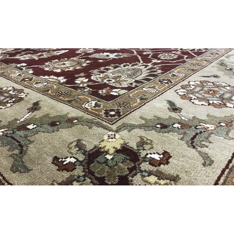 Tapis rouge et beige de haute qualité noué à la main Ziegler