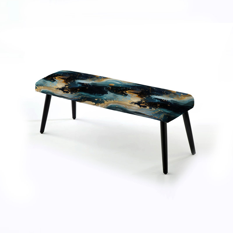 Banc rembourré or et bleu sarcelle Marble Galactic