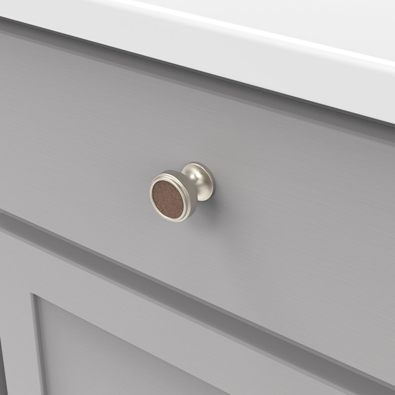 Reserve Round Knob, Satin Nickel/Brown