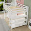 Lit mezzanine en bois avec tablettes, garde-robe et lumière DEL-300893127