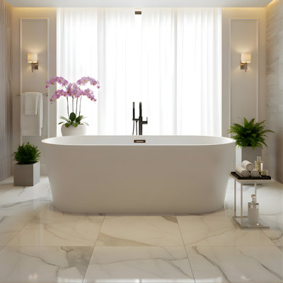 67" x 32" Freestanding Soaking Acrylic Bathtub