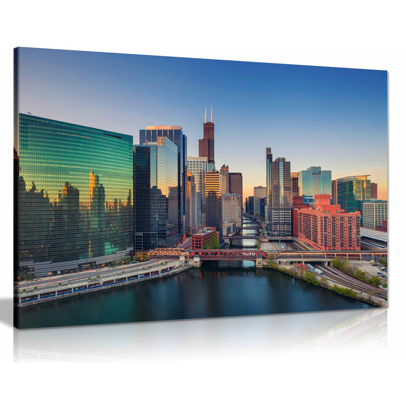 Chicago Skyline - Wrapped Canvas Print, 20cm H x 31cm W