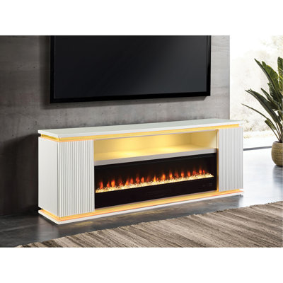 Meuble télé de style contemporain avec foyer électrique à 3 niveaux et contrôle de la température ambiante