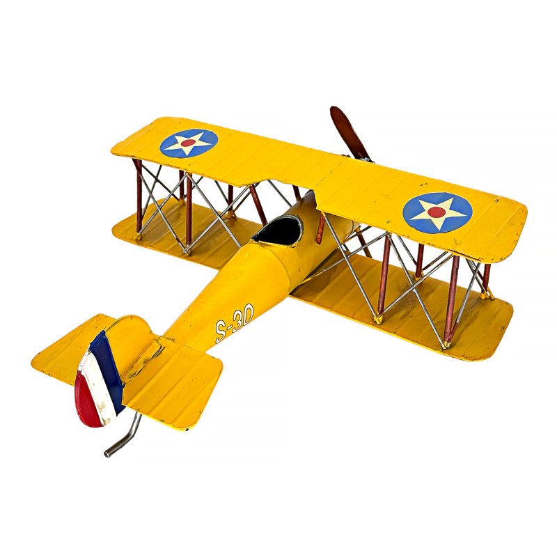 Vintage Biplane Metal Model