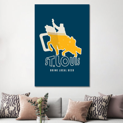 St. Louis - Drink Local Beer by Benton Park Prints - Wrapped Canvas Gallery-Wrapped Canvas Giclée