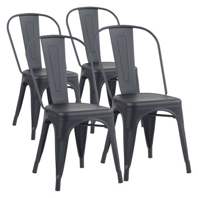 Ensemble de 4 chaises de salle à manger empilables en fer