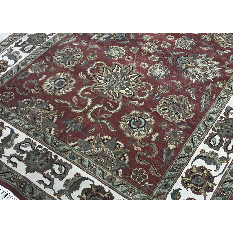 Wool Oriental Area Rug in Rust/Ivory