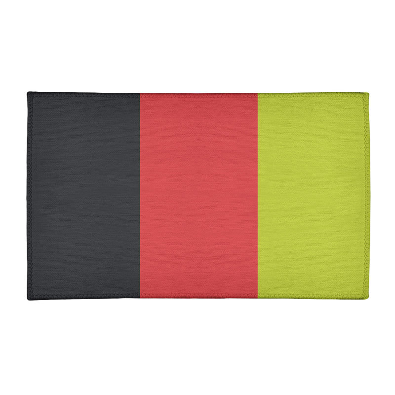 Tapis gris charbon/torche à rayures rouge/volts, Rectangle 3 pi x 5 pi