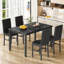 Ensemble de table de salle à manger pour 4 personnes, table de salle à manger 5 pièces en faux marbre avec 4 chaises rembourrées modernes pour petits espaces, cuisine à domicile, appartement-1528573597-1528573596
