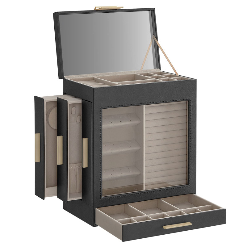 Wood Jewellery Box +, Black/Golden