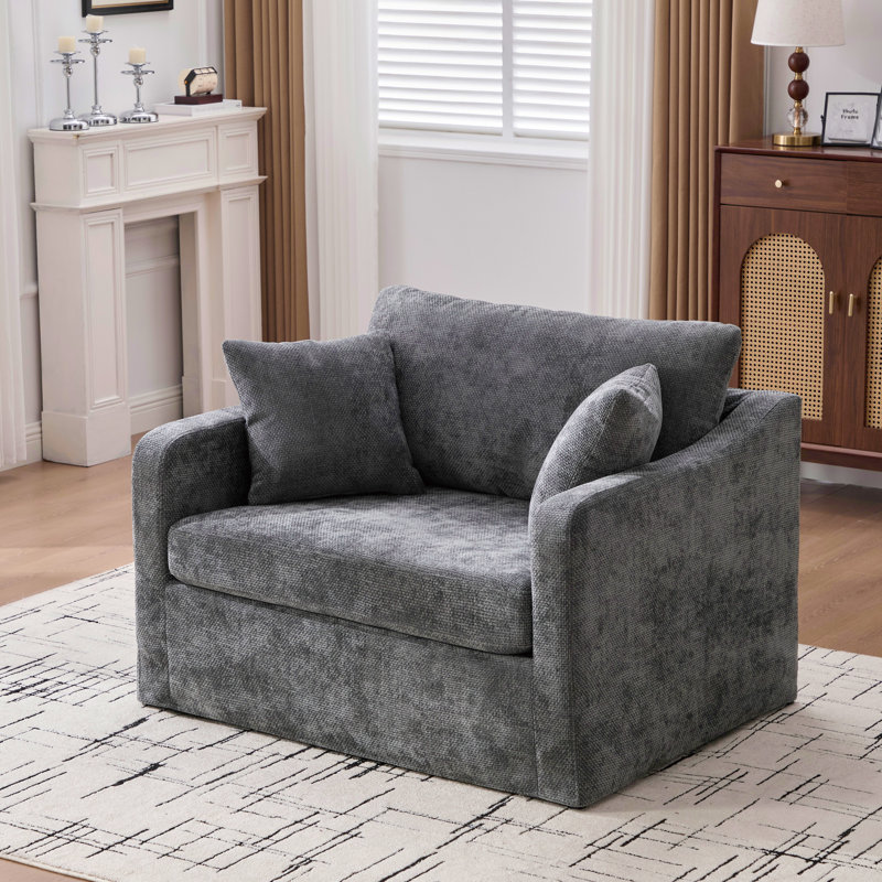 Fauteuil d'appoint 45,25 po Chenille, Gris anthracite