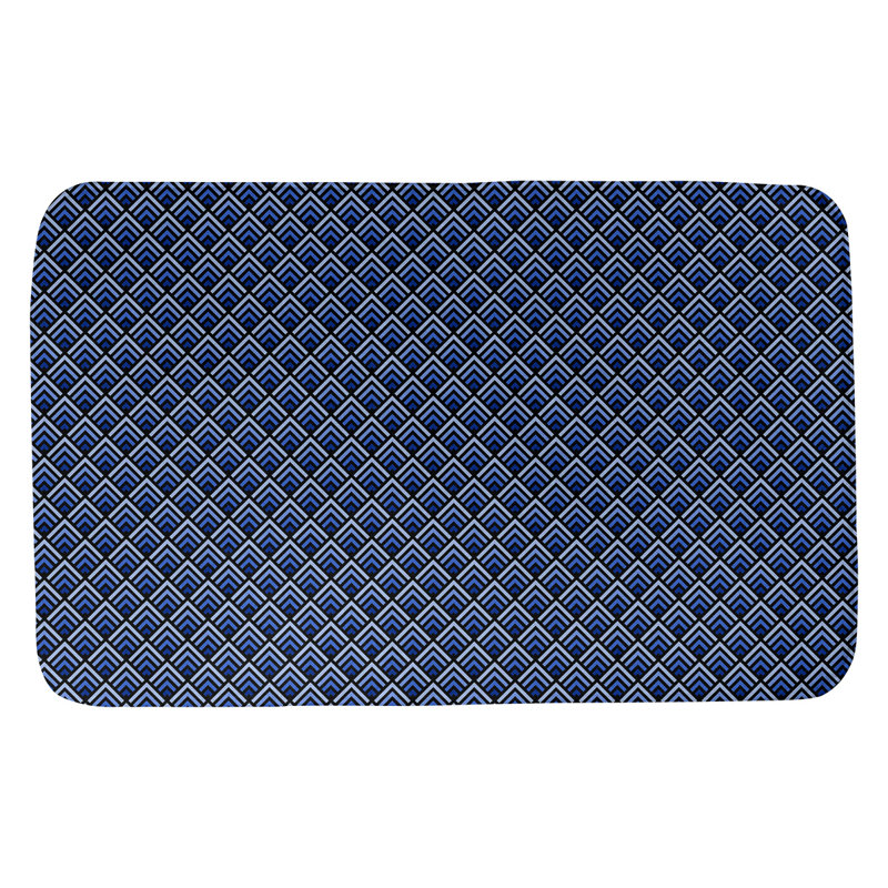 Tapis de salle de bain géométrique à dégradé inverse Avicia, l 17 po x L 24 po, Noir / Bleu